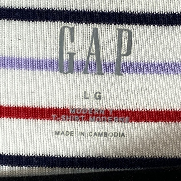 GAP Shirt Long Sleeve Tee Striped Sz Large Boat Neck Cotton Blend Soft - Picture 4 of 8